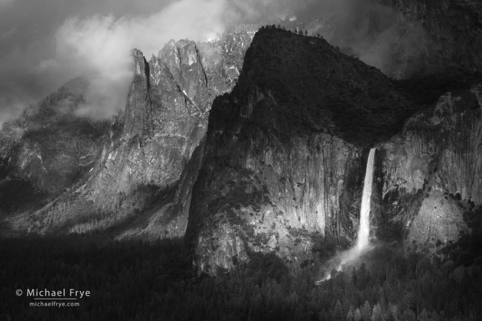Bridalveil Fall and Sentinel Rock, Yosemite NP, CA, USA