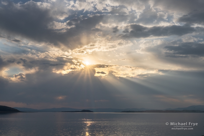 Clouds and sunbeams, Mono Lake, CA, USA