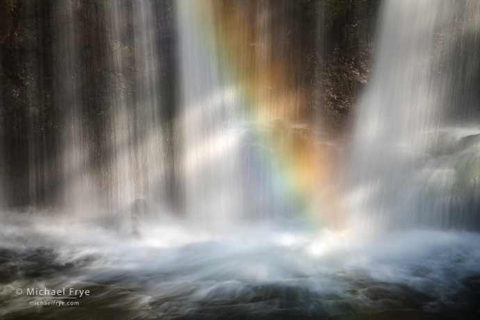 Rainbow and sunbeams on a South Carolina waterfall