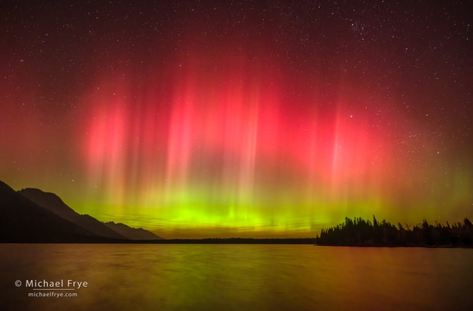 Aurora over Jenny Lake, Grand Teton NP, WY, USA