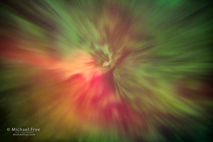 Auroral corona over Glacier NP, MT, USA