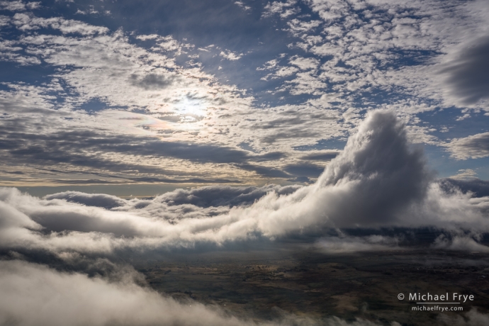 Fog and clouds, Mono Basin, CA, USA