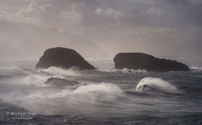 Waves, rocks, and clouds, Oregon Coast, USA