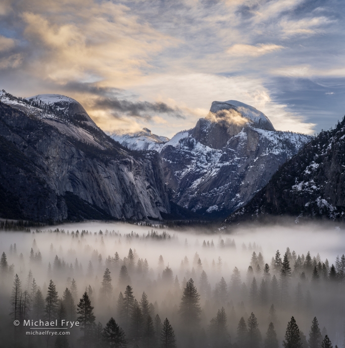 4. Half Dome above a fog layer at sunrise, Yosemite NP, CA, USA