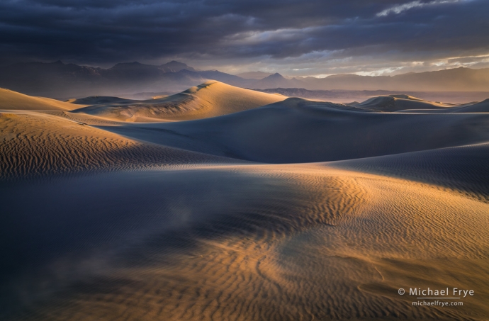 8. Dunes in a sandstorm at sunrise, Death Valley NP, CA, USA