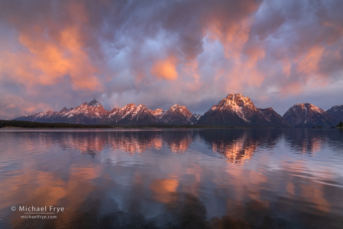 17. The Teton Range from Jackson Lake at sunrise, Grand Teton NP, WY, USA