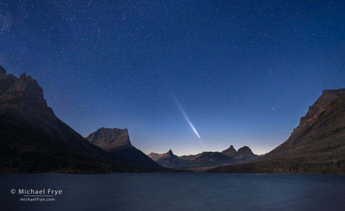 Comet Tsuchinshan-Atlas over St. Mary Lake, Glacier NP, MT, USA