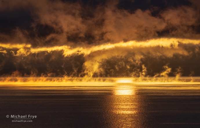 27. Sunlight breaking through fog, Mono Lake, CA, USA