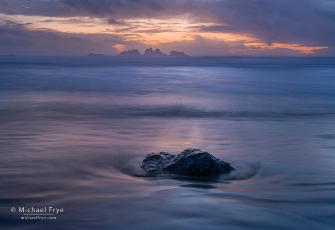 Rocks and ocean at sunset, Oregon coast, USA