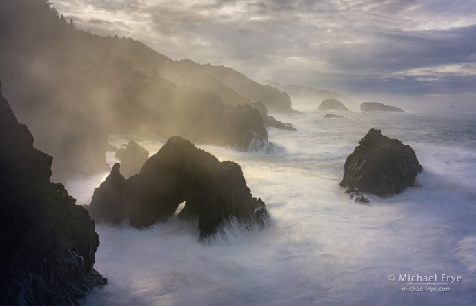 31. Sunlight breaking through clouds and fog, Oregon Coast, USA