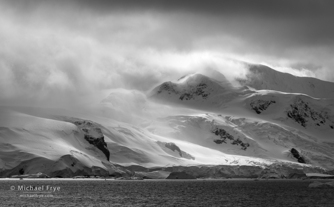 Glaciers, mountains, and clouds, Antarctica